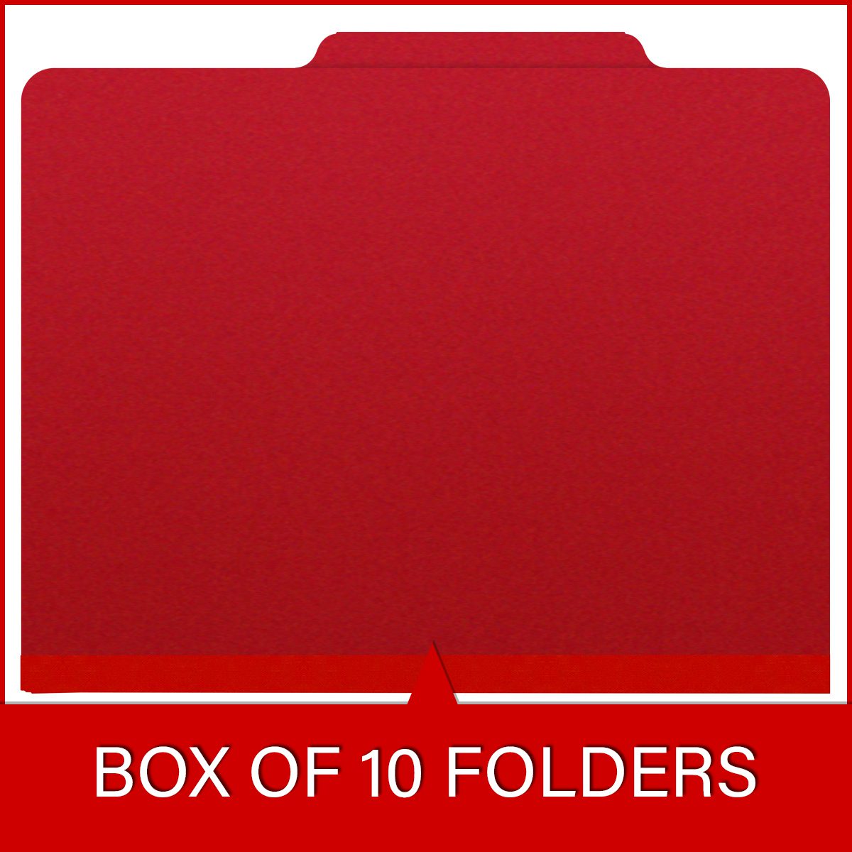 Deep red letter size top tab one divider classification folder with 2" gray tyvek expansion, with 2" bonded fasteners on inside front and inside back and 1" duo fastener on divider - DV-T42-14-3DRD