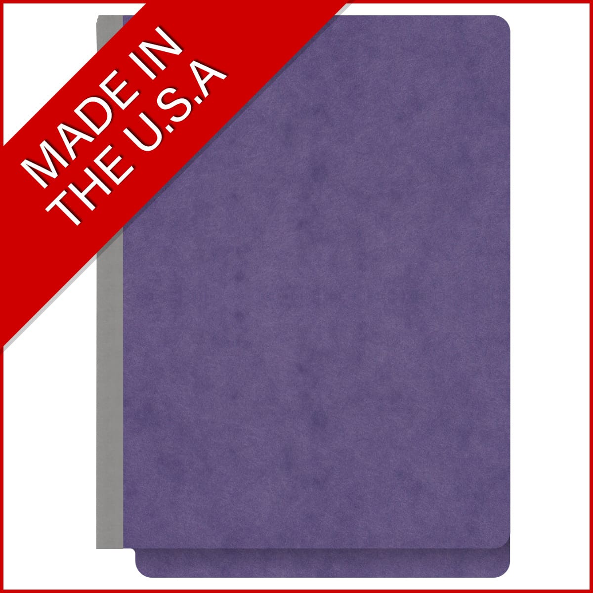 Purple letter size end tab two divider classification folder with 2" gray tyvek expansion, with 2" bonded fasteners on inside front and inside back and 1" duo fastener on dividers - DV-S42-26-3PRP