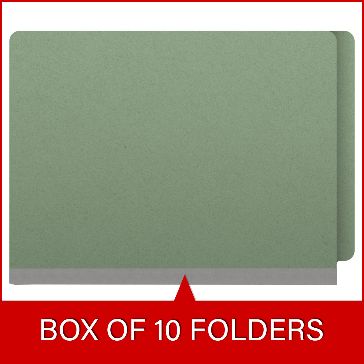 Green legal size end tab three divider classification folder with 3" gray tyvek expansion, with 2" bonded fasteners on inside front and inside back and 1" duo fastener on dividers - DV-S53-38-3AGN