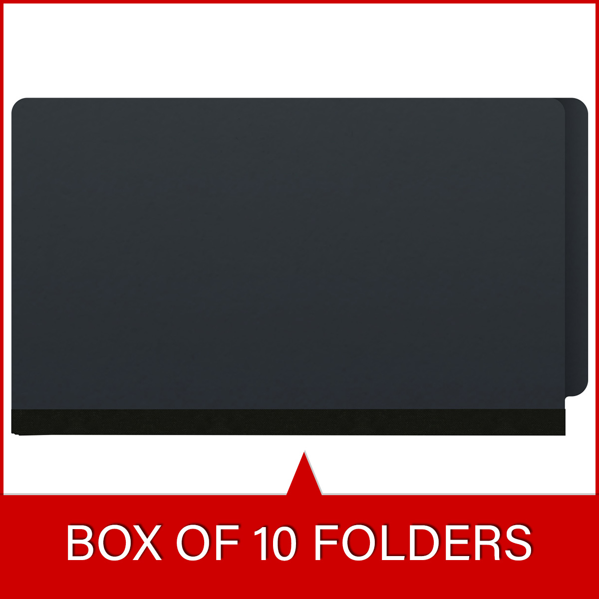 Black legal size end tab three divider classification folder with 3" gray tyvek expansion, with 2" bonded fasteners on inside front and inside back and 1" duo fastener on dividers - DV-S53-38-3BLK