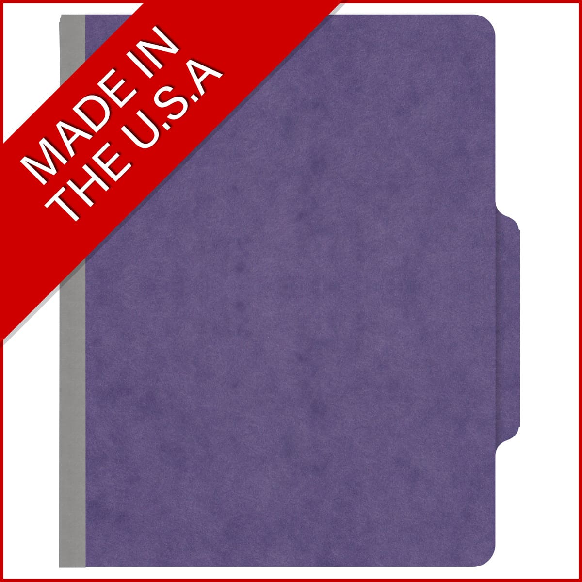 Purple letter size top tab two divider classification folder with 2" gray tyvek expansion, with 2" bonded fasteners on inside front and inside back and 1" duo fastener on dividers - DV-T42-26-3PRP