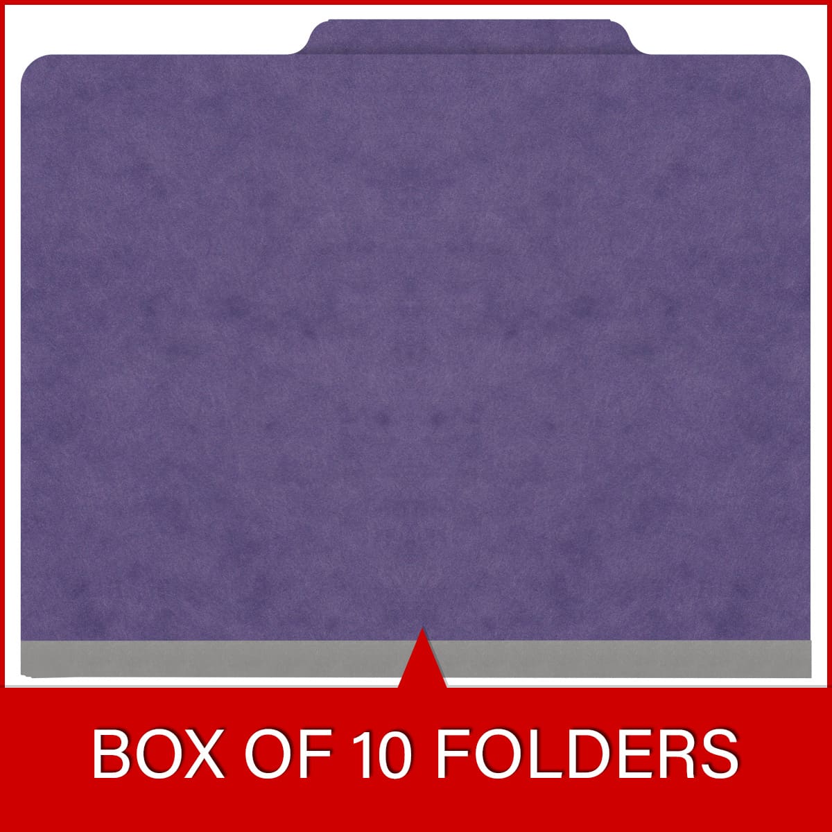 Purple letter size top tab one divider classification folder with 2" gray tyvek expansion, with 2" bonded fasteners on inside front and inside back and 1" duo fastener on divider - DV-T42-14-3PRP