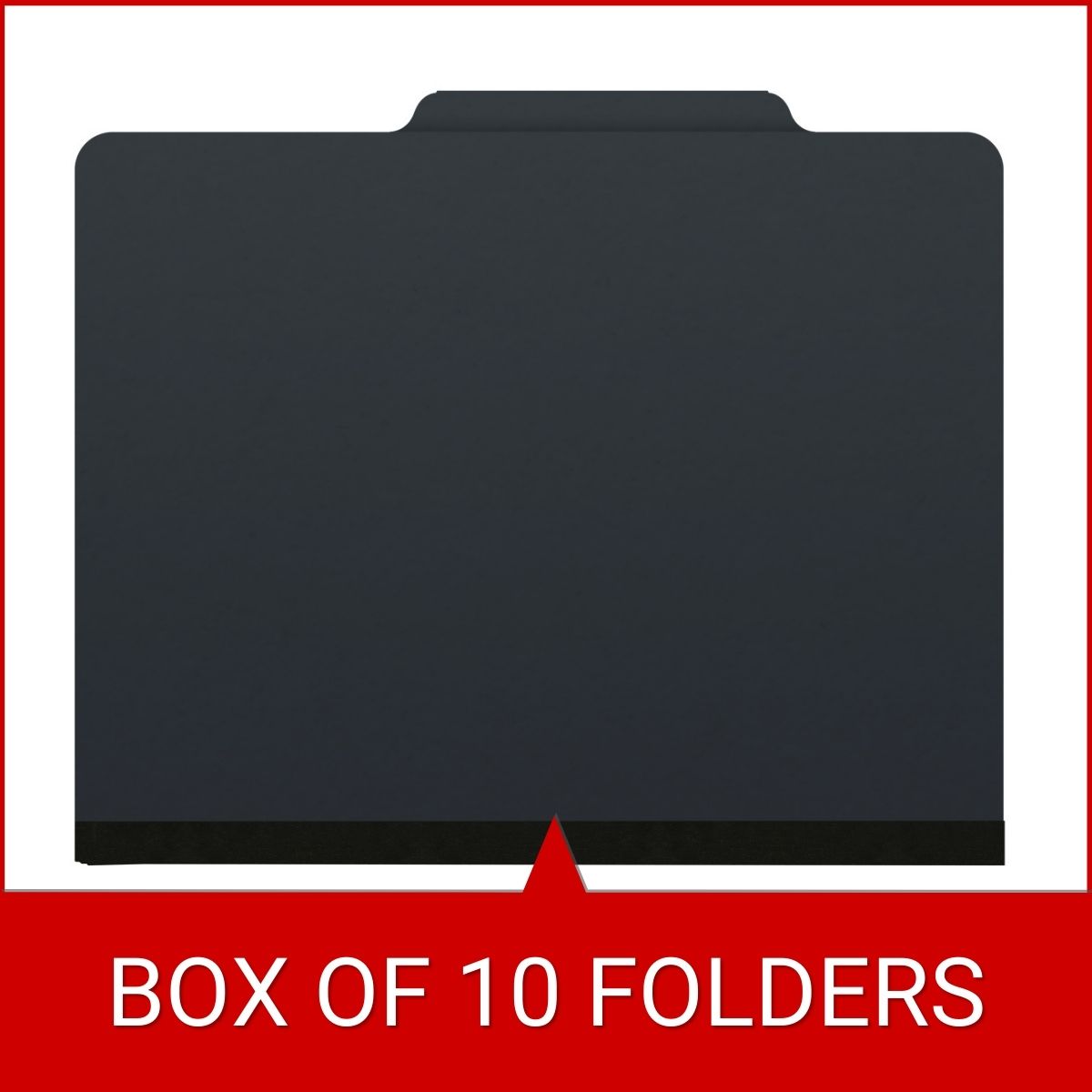 Black letter size top tab two divider classification folder with 2" gray tyvek expansion, with 2" bonded fasteners on inside front and inside back and 1" duo fastener on dividers - DV-T42-26-3BLK