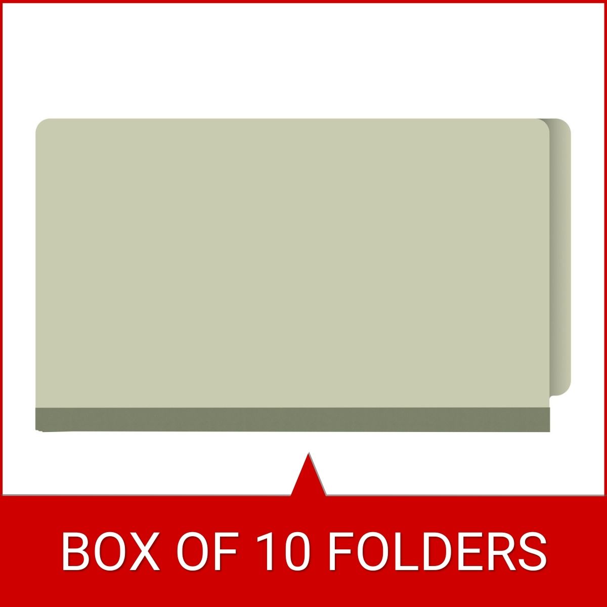Green legal size end tab two divider classification folder with 2" gray tyvek expansion, with 2" bonded fasteners on inside front and inside back and 1" duo fastener on dividers - DV-S52-26-3GRN