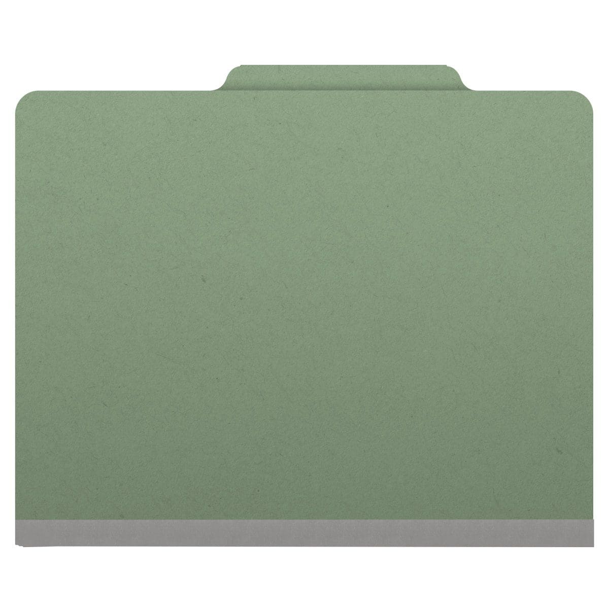 Green letter size top tab one divider classification folder with 2" gray tyvek expansion, with 2" bonded fasteners on inside front and inside back and 1" duo fastener on divider - DV-T42-14-3AGN