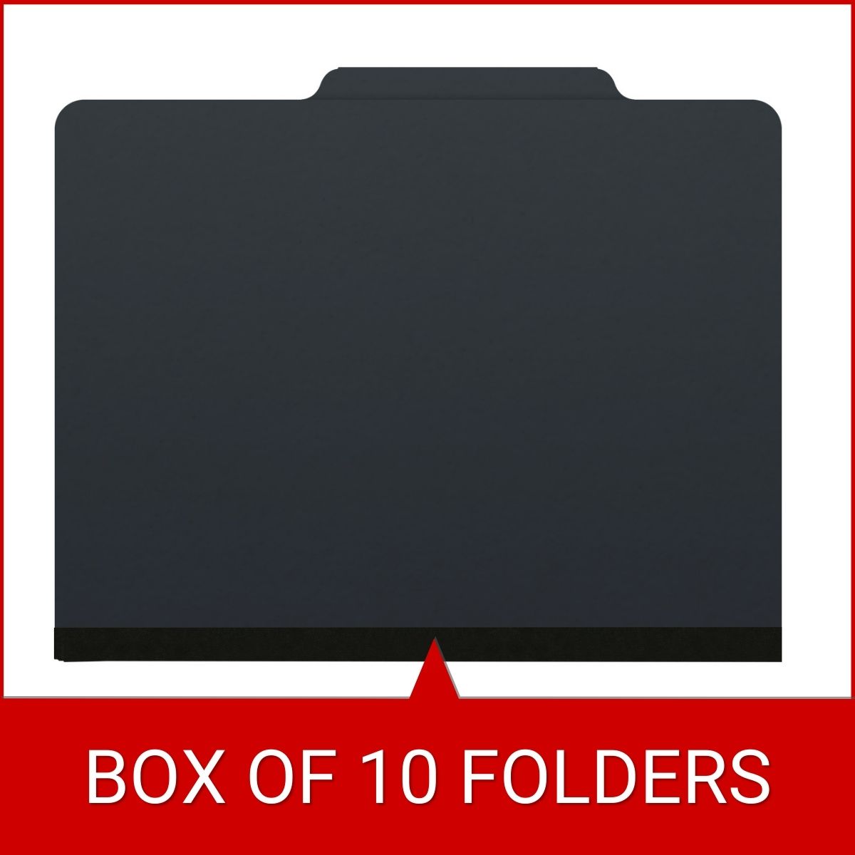 Black letter size top tab one divider classification folder with 2" gray tyvek expansion, with 2" bonded fasteners on inside front and inside back and 1" duo fastener on divider - DV-T42-14-3BLK