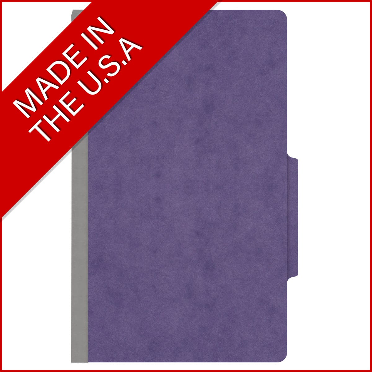 Purple legal size top tab one divider classification folder with 2" gray tyvek expansion, with 2" bonded fasteners on inside front and inside back and 1" duo fastener on divider - DV-T52-14-3PRP