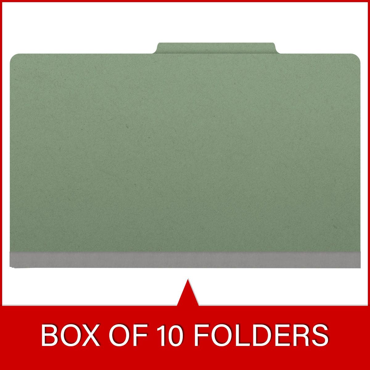 Green legal size top tab two divider classification folder with 2" gray tyvek expansion, with 2" bonded fasteners on inside front and inside back and 1" duo fastener on dividers - DV-T52-26-3AGN