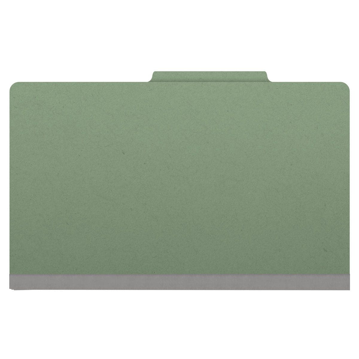 Green legal size top tab two divider classification folder with 2" gray tyvek expansion, with 2" bonded fasteners on inside front and inside back and 1" duo fastener on dividers - DV-T52-26-3AGN