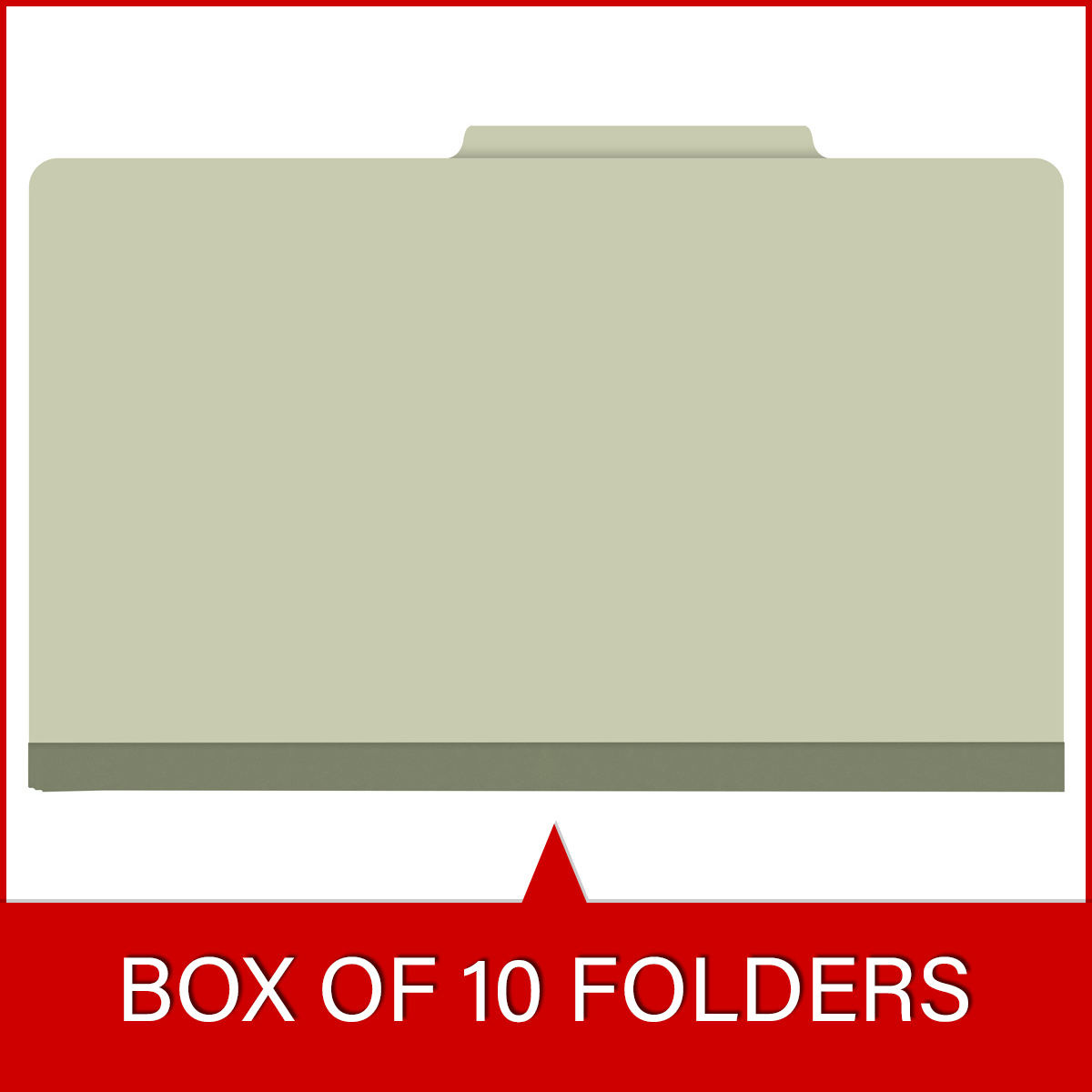 Green legal size top tab two divider classification folder with 2" gray tyvek expansion, with 2" bonded fasteners on inside front and inside back and 1" duo fastener on dividers - DV-T52-26-3GRN