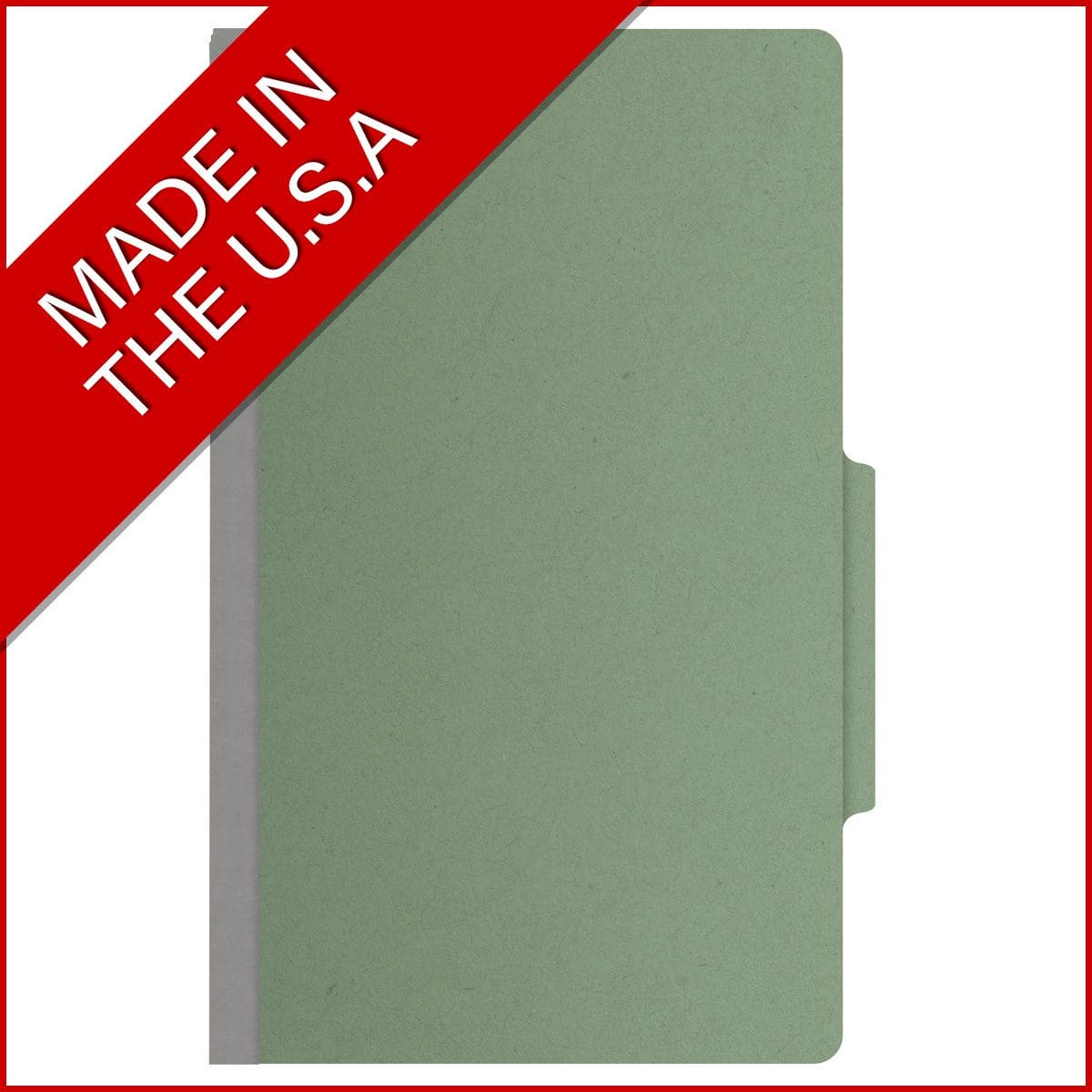 Green legal size top tab one divider classification folder with 2" gray tyvek expansion, with 2" bonded fasteners on inside front and inside back and 1" duo fastener on divider - DV-T52-14-3AGN
