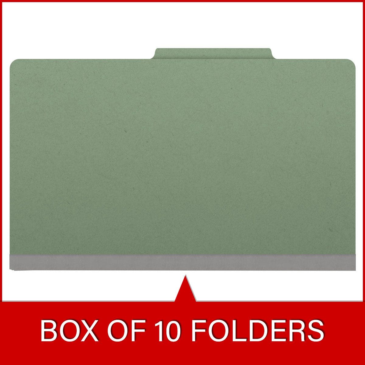 Green legal size top tab one divider classification folder with 2" gray tyvek expansion, with 2" bonded fasteners on inside front and inside back and 1" duo fastener on divider - DV-T52-14-3AGN