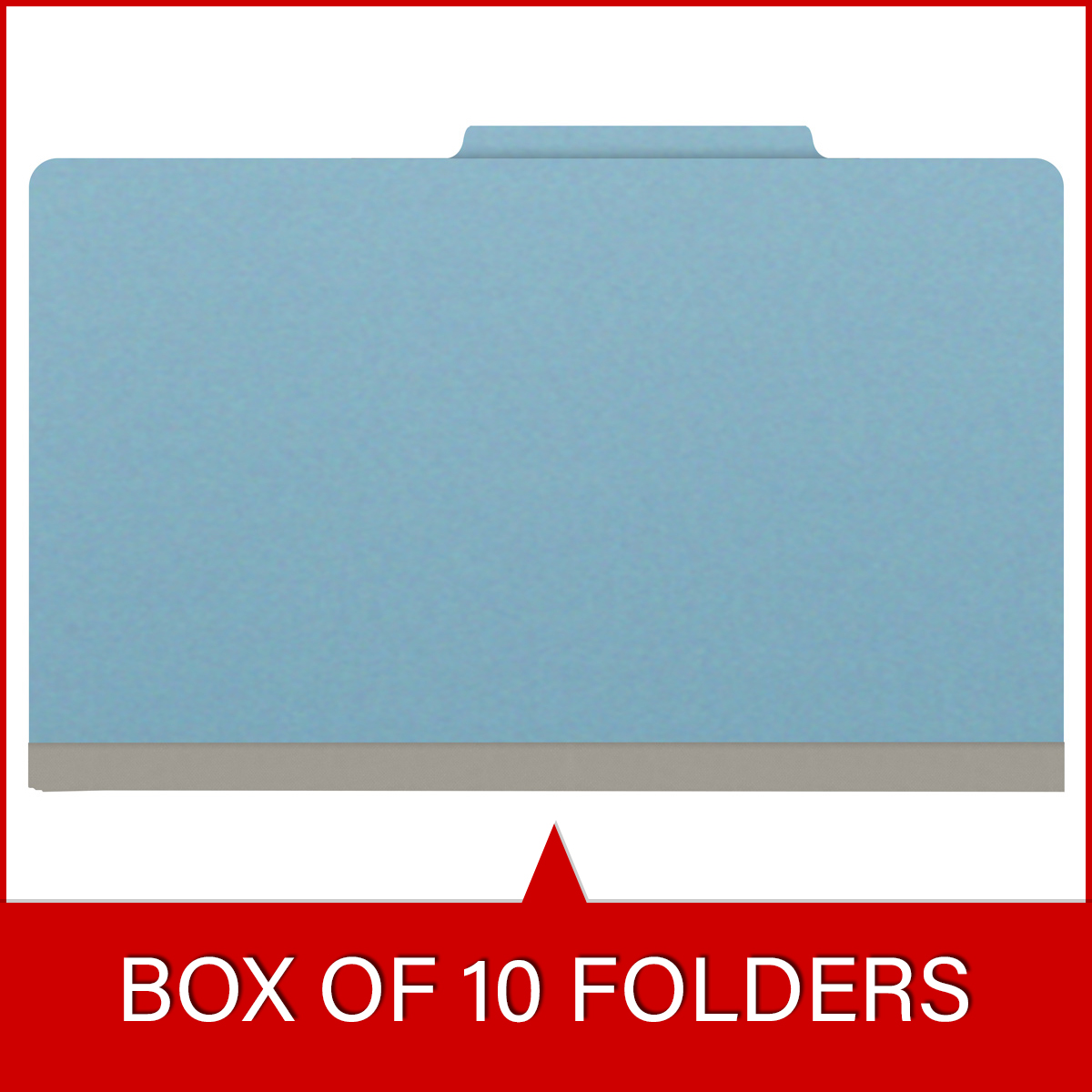 Blue legal size top tab two divider classification folder with 2" gray tyvek expansion, with 2" bonded fasteners on inside front and inside back and 1" duo fastener on dividers - DV-T52-26-3BLU