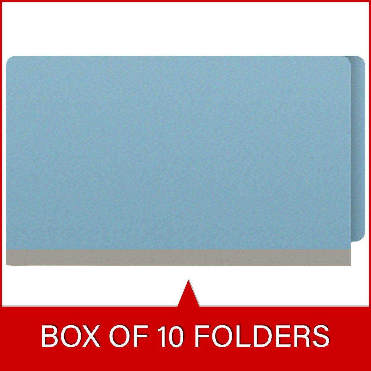Blue legal size end tab one divider classification folder with 2" gray tyvek expansion, with 2" bonded fasteners on inside front and inside back and 1" duo fastener on divider - DV-S52-14-3BLU