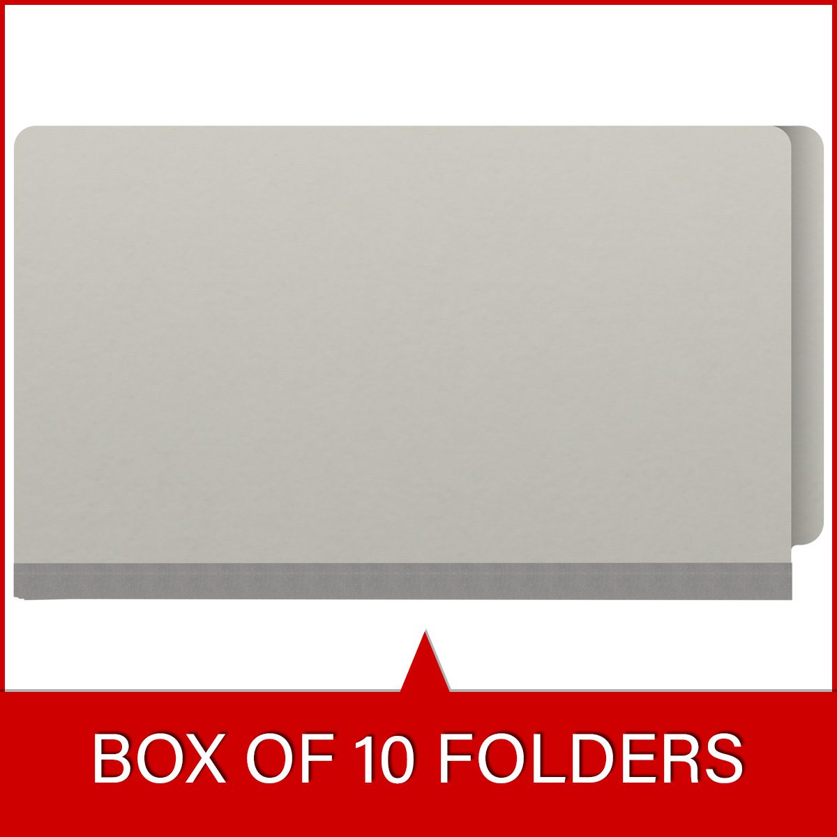Grey legal size end tab one divider classification folder with 2" gray tyvek expansion, with 2" bonded fasteners on inside front and inside back and 1" duo fastener on divider - DV-S52-14-3GRY
