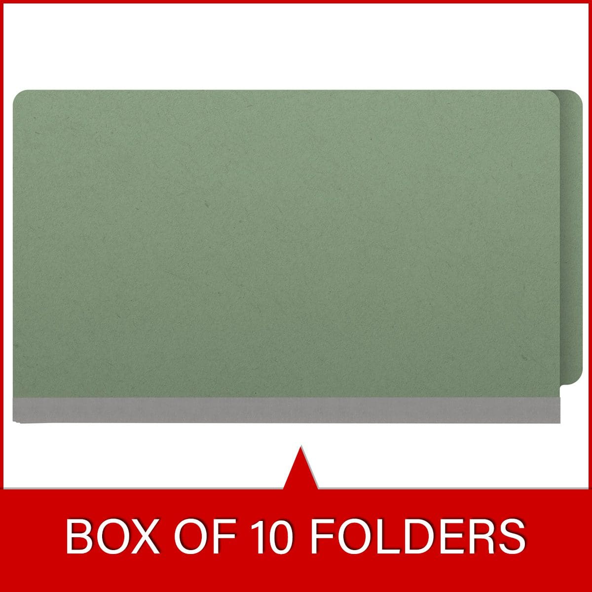 Green legal size end tab classification folder with 2" gray tyvek expansion. 25 pt type 3 pressboard stock. Packaged 25/125 - DV-S52-00-3AGN