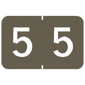 TABBIES NUMERIC 90100 LABEL SERIES, 1" NUMERIC LABEL '#5', GRAY, 1"H x 1-1/4"W, 500/ROLL