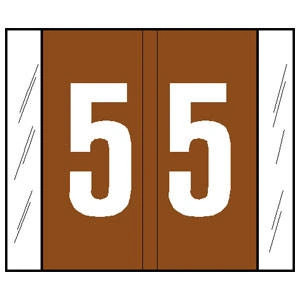 Tabbies GBS/VRE Compatible Numeric Labels, Brown, 1-5/16"H x 1-1/2"W, "#5", 500 Labels/Roll