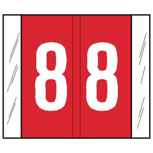 Tabbies GBS/VRE Compatible Numeric Labels, Red, 1-5/16"H x 1-1/2"W, "#8", 500 Labels/Roll