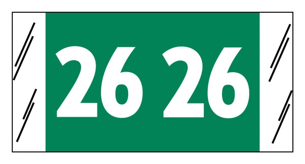 2026 Year Label - Col'R'Tab - 3/4" x 1-1/2" -Green  - Laminated - 250/pack