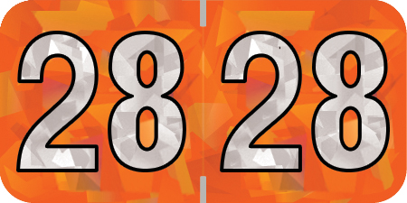 2028 Orange Year Labels - ORANGE Inch, 500 Labels