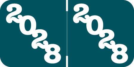 2028 Teal Year Labels - RINGBOOK Inch, 500 Labels