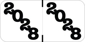 2028 White Year Labels - .75 Inch, 500 Labels