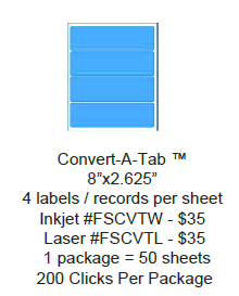 Inkjet 4-up laser label - 8" x 2.625"- 4/sheet, 50 sheets/pack