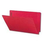 End Tab File Folder w/ Fasteners - Position 1  - Red - Letter - 11 pt - Reinforced Full End Tab - 50/Box