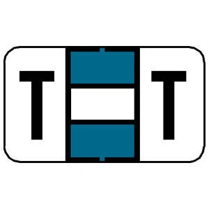 Tabbies 71540 - JETER 5800, 7100, 7200 COMPATIBLE ALPHA 71520 LABEL SERIES, 1" ALPHA LABEL 'T', LT BLUE, 15/16"H x 1-5/8"W, 252/PACK