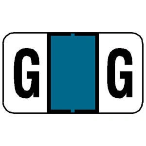 Tabbies 71527 - JETER 5800, 7100, 7200 COMPATIBLE ALPHA 71520 LABEL SERIES, 1" ALPHA LABEL 'G', LT BLUE, 15/16"H x 1-5/8"W, 252/PACK