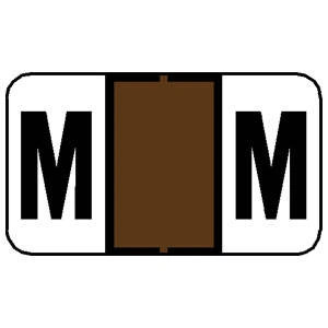 Tabbies 71533 - JETER 5800, 7100, 7200 COMPATIBLE ALPHA 71520 LABEL SERIES, 1" ALPHA LABEL 'M', BROWN, 15/16"H x 1-5/8"W, 252/PACK