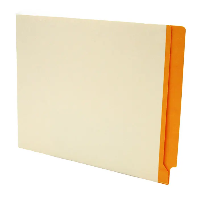 Manila File Folders with Goldenrod Color Stripe on End Tab - Letter Size - 11 Pt. Stock - Two Ply Tab - 100