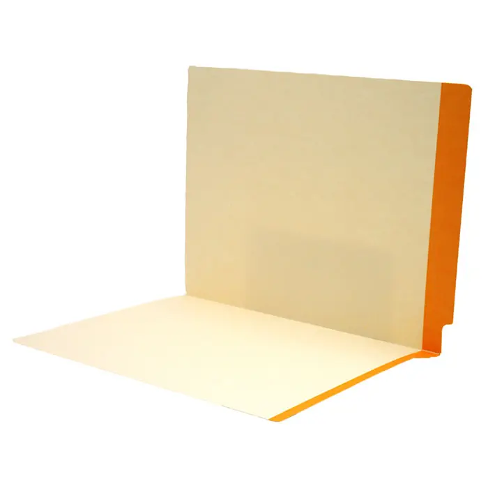 Manila File Folders with Goldenrod Color Stripe on End Tab -Letter Size - 11 Pt. Stock - Two Ply Tab - 100