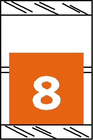 0-9 Top Tab Labels Col'R'Tab 1" '#8' ORANGE - 500/Roll