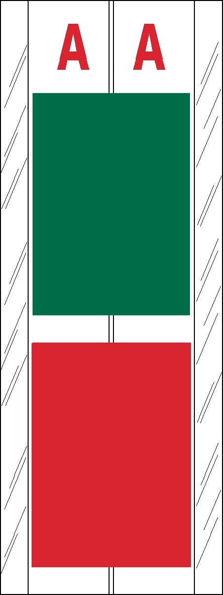 A-Z Labels Col'R'Tab 4" 'A' GREEN/RED
(Acme Visible Compatible) - 100/Pkg