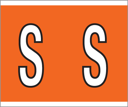 A-Z Labels Kardex PSF 139 Compatible 1-1/4" 'S' ORANGE - 210/Pkg