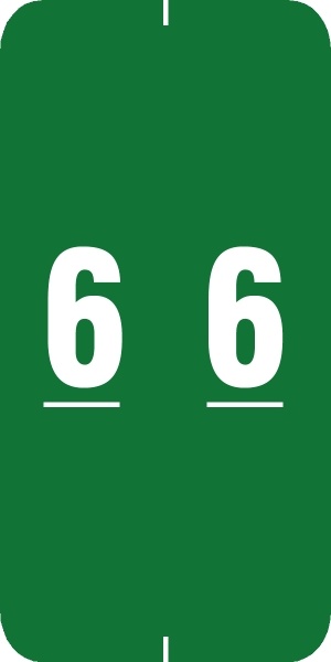 0-9 Labels Smead Compatible 2" '#6' GREEN - 250/Roll