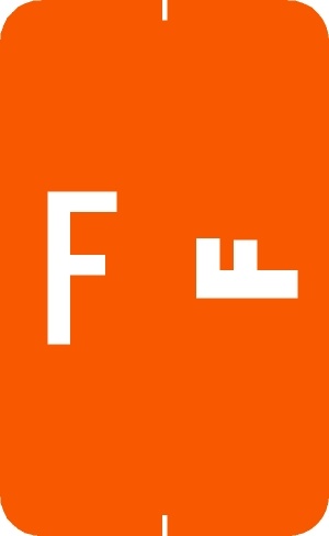 A-Z Labels Smead Compatible 1-5/8" 'F' ORANGE - 108/Pkg