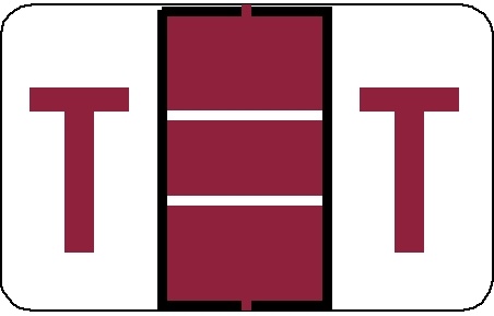 A-Z Labels Tab Compatible 1" 'T' RED - 500/Roll