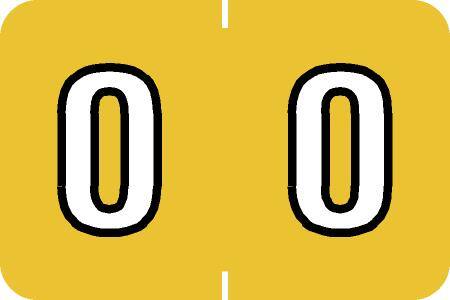 0-9 Labels Colwell Compatible 1" '#0' YELLOW - 500/Roll
