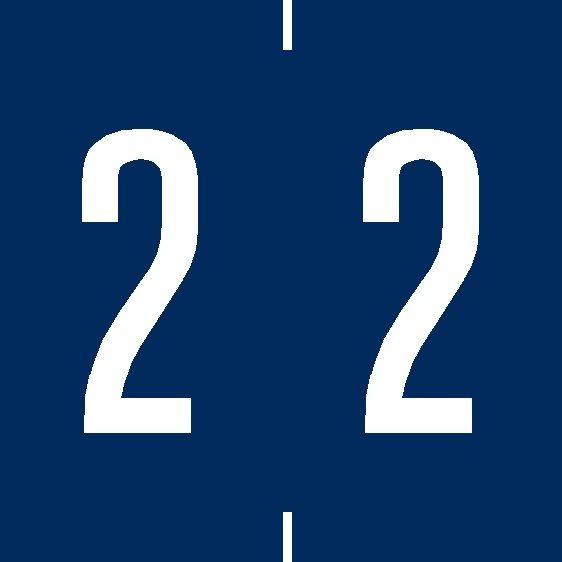 0-9 Labels Ames Compatible 1-7/8" '#2' BLUE - 500/Roll