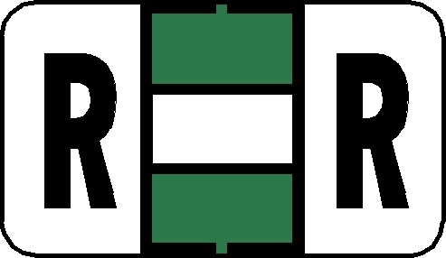 A-Z Labels Jeter Compatible 15/16" 'R' LT GREEN - 252/Pkg