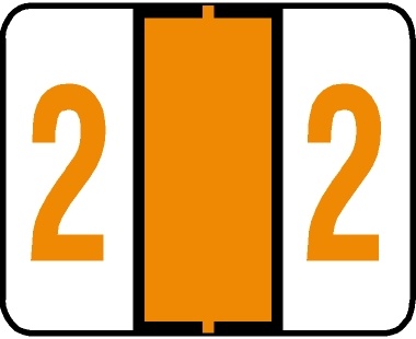 0-9 Labels Tab/Smead Compatible 1" '#2' LT ORANGE - 500/Roll