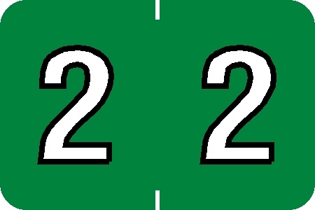 0-9 Labels Colwell Compatible 1" '#2' JADE - 500/Roll