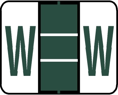 A-Z Labels Tab/Smead Compatible 1" 'W' DK GREEN - 500/Roll