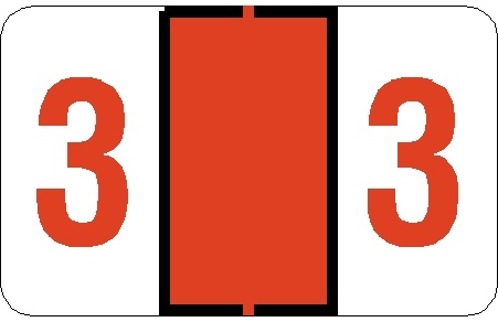 0-9 Labels Tab Compatible 1" '#3' ORANGE - 252/Pkg