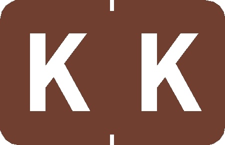 A-Z Labels TABBIES 1" 'K' BROWN - 500/Roll