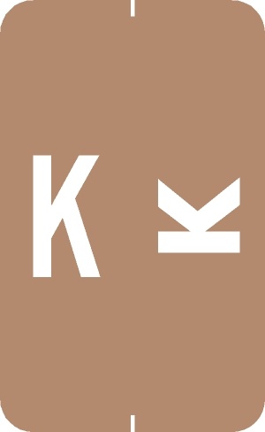 A-Z Labels Smead Compatible 1-5/8" 'K' LT BROWN - 250/Roll