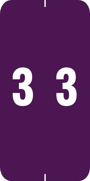 0-9 Labels Smead Compatible 2" '#3' PURPLE - 250/Roll